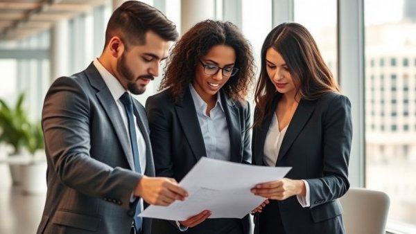 Business team discusses early tax filing in modern office.