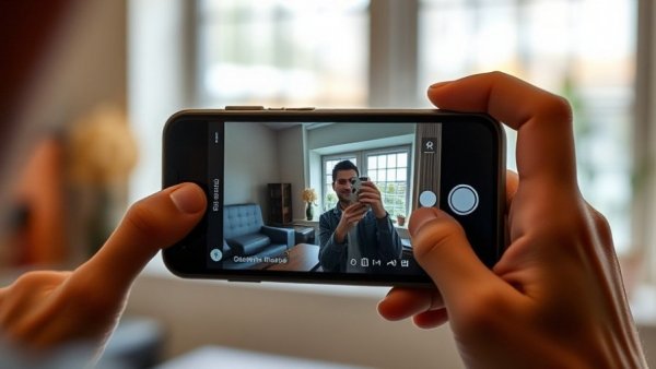 Person using Google Phone's HDR Technology camera app indoors.