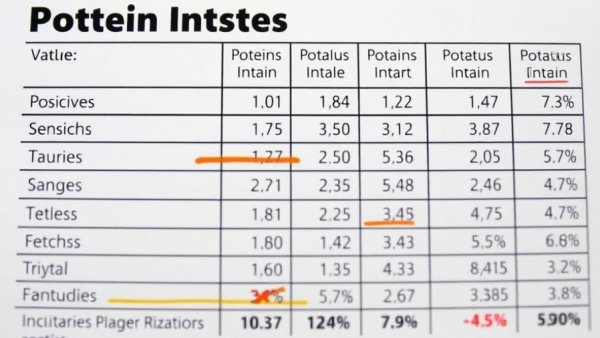 Dietary protein intake data table showing impact on mortality, featuring potato statistics.