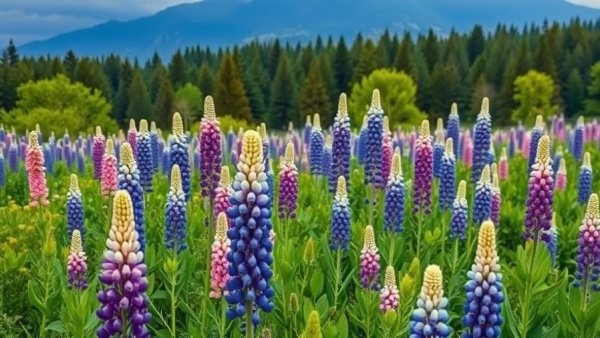 Spring visit New Hampshire White Mountains with lupine flowers.