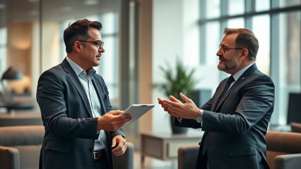 Engaged discussion during Nike leadership changes in modern office setting.