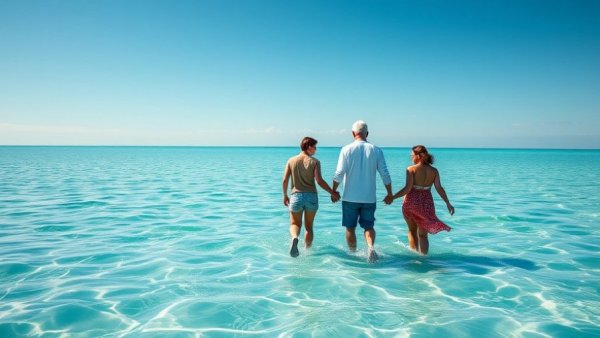 Family enjoying Mediterranean islands for families in clear waters.