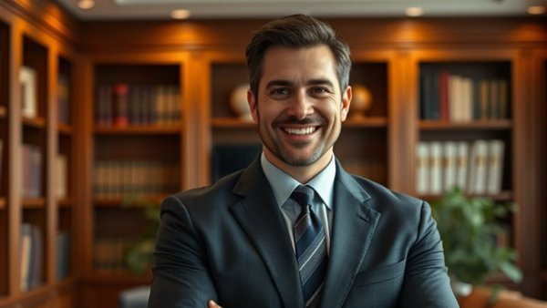 Confident leader posing in an elegant office setting.