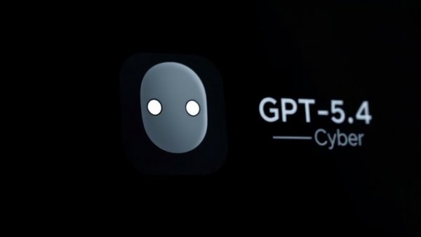 OpenAI GPT-5.4-Cyber robot icon on black background