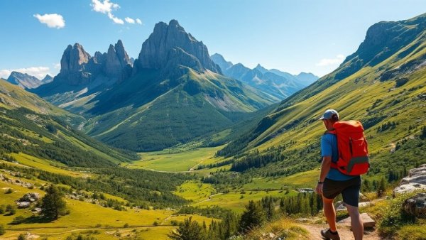 Scenic mountain hike promoting longevity tourism.