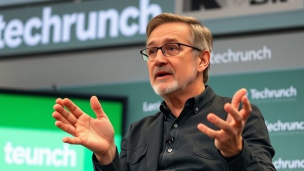 Leaders Driving AI Disruption speaking passionately at TechCrunch.