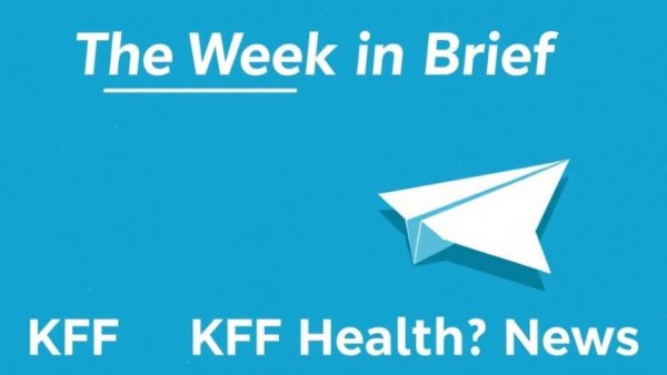 Stylized retro paper airplane with 'The Week in Brief' text on blue background.