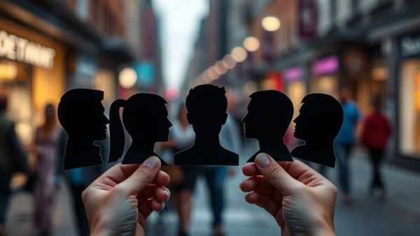 DISC Profiles Communication concept with profile cutout on street.