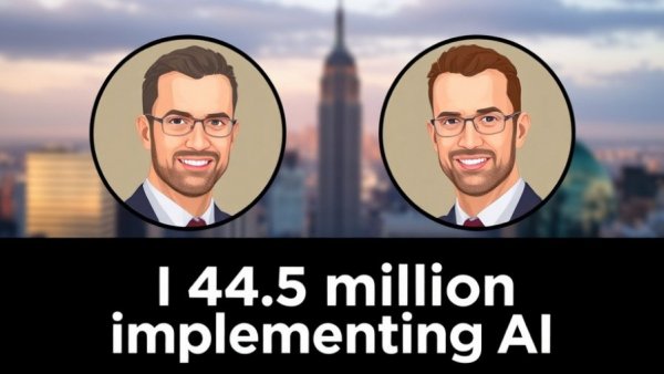 Business-themed graphic on implementing AI.