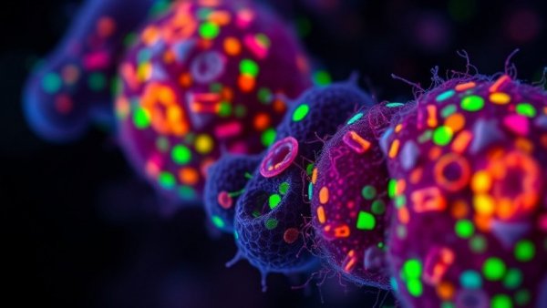 Microscopic visualization of sugar storage in cells.