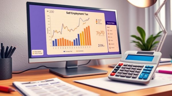 Self Employment Tax Calculator on a modern office desk.