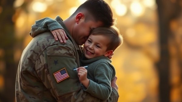 Memorial Day heartfelt reunion between soldier and child embracing