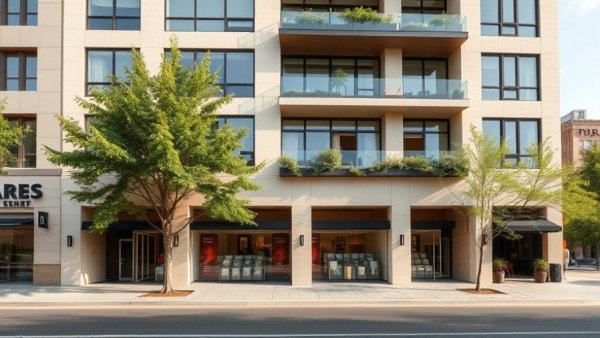 Hancock Center redevelopment showing mixed-use building exterior.