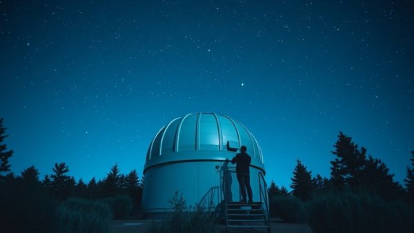 Observatory dome at stargazing destination under starry sky