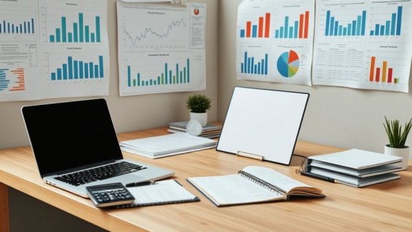 Financial statements setup for small companies with charts and graphs.