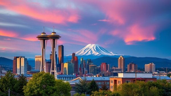 2026 Pacific Northwest luxury market: Scenic Seattle skyline with Space Needle.