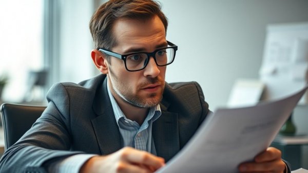 Man reading papers with concern dispelling bankruptcy myths.