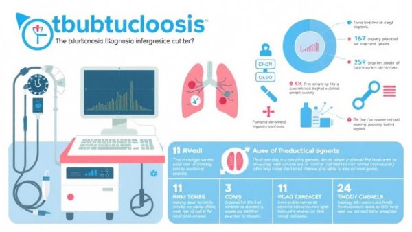 Simplified tuberculosis diagnosis chart with tools and data.