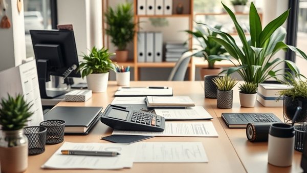 Person calculating finances at a modern desk for online business tax obligations.