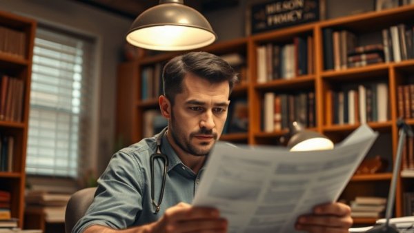 Man focusing on tax payment deadlines at desk, warm lighting.