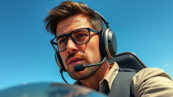 Confident male pilot flying under clear blue skies, build trust before monetizing attention.