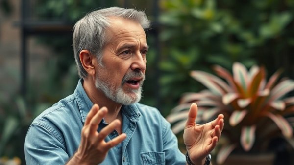 Fintech founder speaking in garden setting