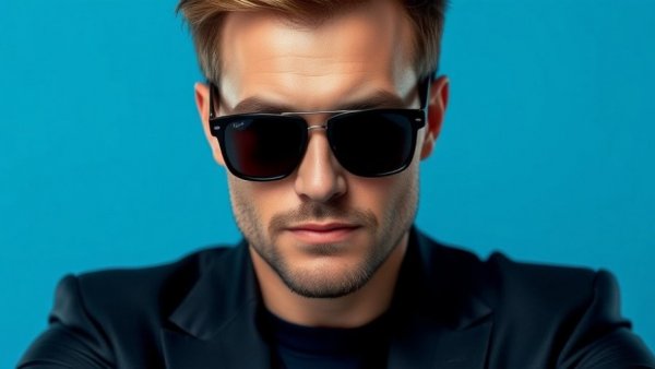 Feel Good Fest Austin: Stylish man in sunglasses against blue background.