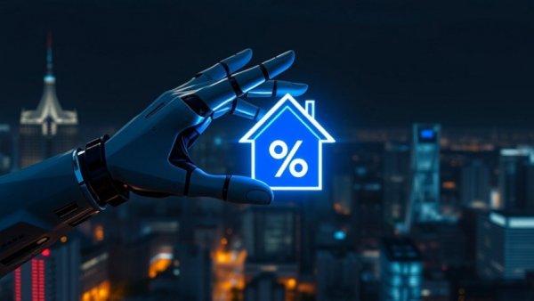 Digital house symbol with robotic hand, Bracknell council land search.