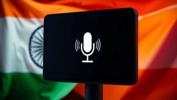 Voice AI technology in India with digital interface and flag.