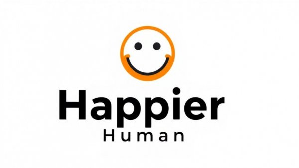 Happier Human logo with smiling face, minimalistic design