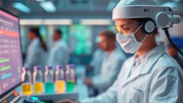 Futuristic setup analyzing urine for mental health disorders.