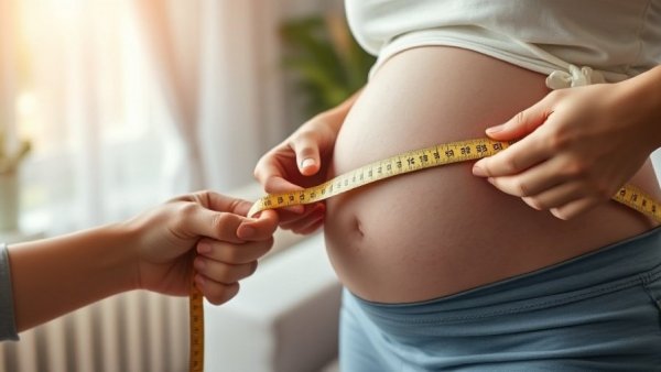 Midwife measuring pregnant belly during home birth preparation