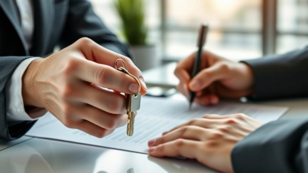 Keys exchanged over documents illustrating short vs long term rentals.