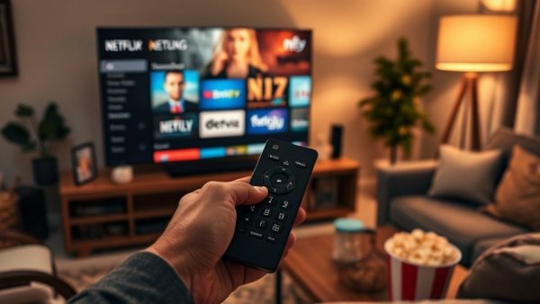 Decide on your top streaming services in a cozy living room setting.