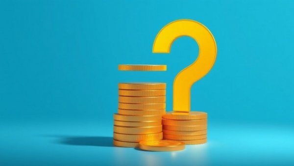 Golden coin stack with question mark shadow, symbolizing AI gold rush effects on wealth inequality.