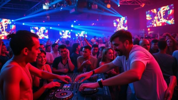Energetic DJs at a summer event in Hong Kong.