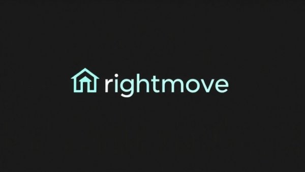 Rightmove logo representing real estate, dark background.