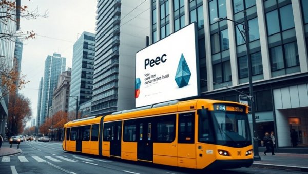 City street with Peec AI billboard and passing tram showcasing Peec AI revenue growth.