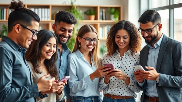 Young professionals enjoying customer loyalty program benefits.