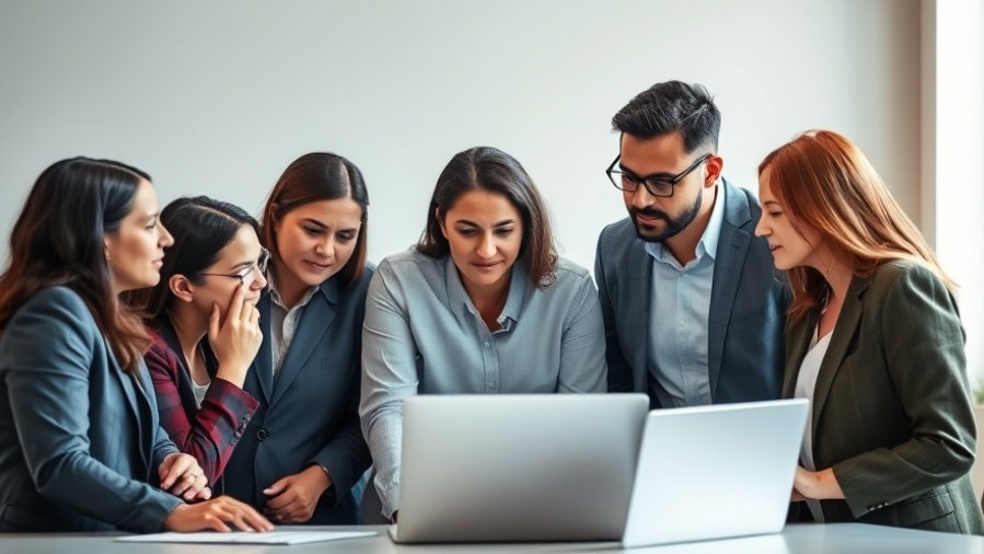 Diverse team in smart-casual attire reflects on generative AI boom in soft morning light.