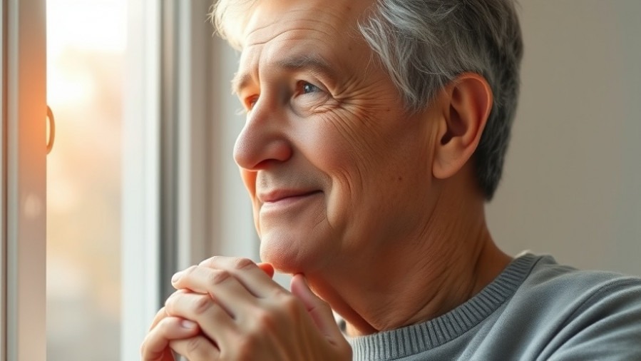 Hopeful middle-aged patient reflecting on immune response fasting in soft morning light.