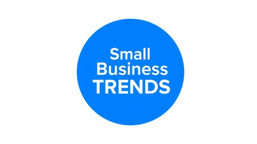Minimalistic blue logo for Small Business TRENDS promoting rideshare rewards.