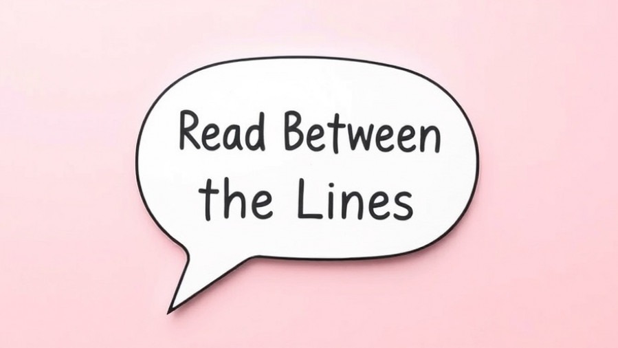 Speech bubble on pink background with 'Read Between the Lines' for engaging LinkedIn visuals.