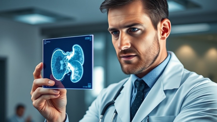 Medical professional analyzing prostate scan with AI in surgery technology.