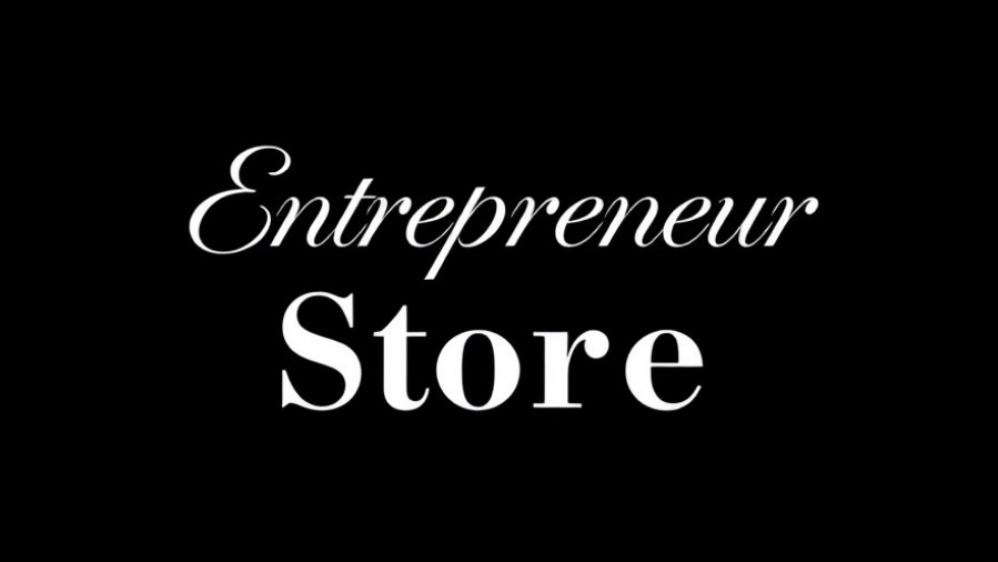 Minimalist 'Entrepreneur Store' logo for business productivity, elegant design in monochrome.