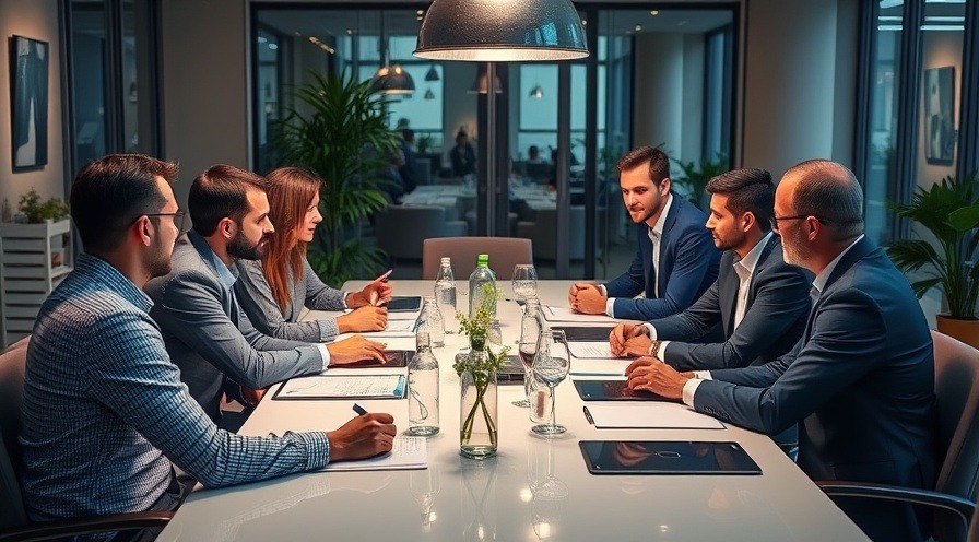 Business meeting focused on AI-driven software for digital product innovation.