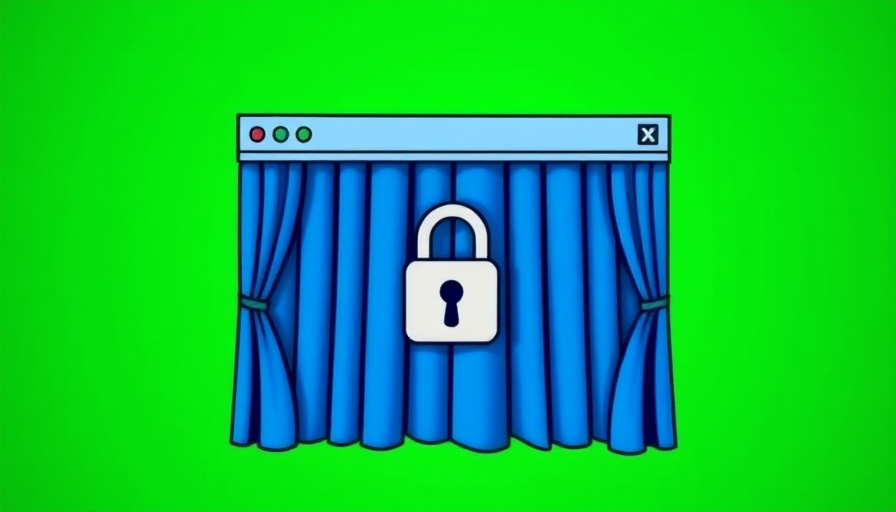 Digital illustration of data protection symbolized by a blue curtain in a browser.