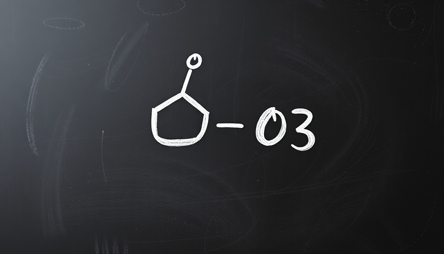 Chalk-drawn ozone O3 molecule on blackboard for holistic dentistry.