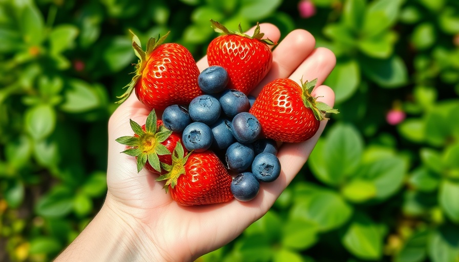 Fresh strawberries and blueberries in hand, boosting brain health.