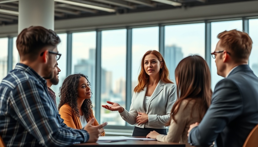 Crisis Management Leadership: Female leader addressing a team in an office.